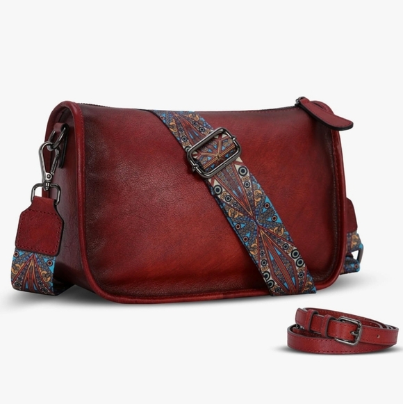 H LEATHER Handbags - LEATHER CROSSBODY BAG TOP-ZIP 2-STRAP OPTIONS WINE HUE ⁴